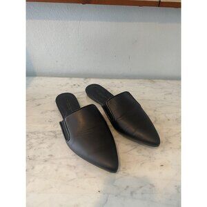 Oliver Cabell Shoes Womens Size 7 Black Leather Pointed Toe Mules Slides Italy